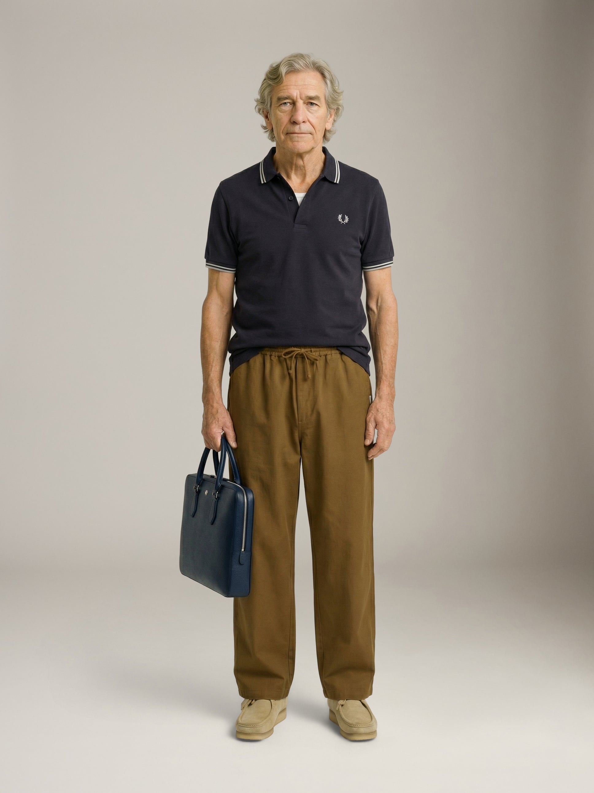 FRED PERRY - Twin Tipped Shirt - Navy / Seagrass