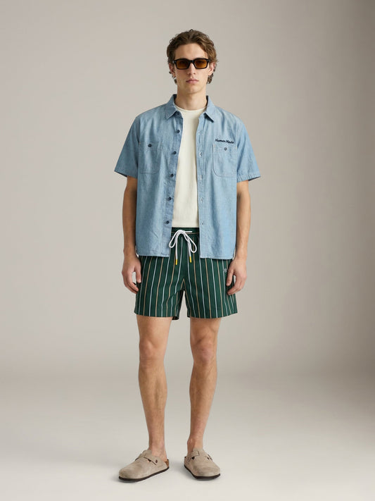 CHAMPLAIN - Day Shorts - Green / White / Yellow Striped