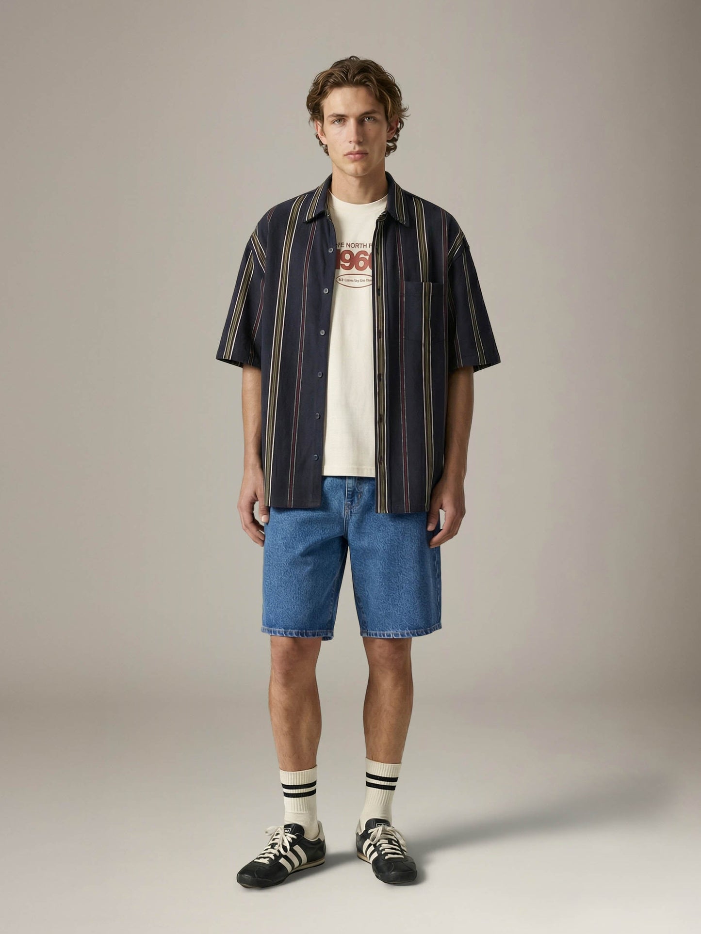 LEVI'S - Dawson Pique Shortsleeve Button Up Shirt - Henderson Stripe Navy Blazer Duffel Bag