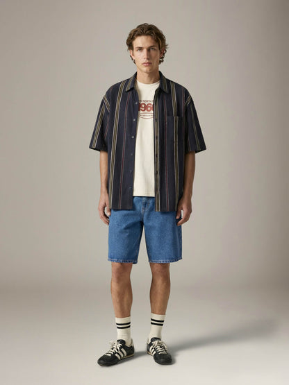LEVI'S - Dawson Pique Shortsleeve Button Up Shirt - Henderson Stripe Navy Blazer Duffel Bag