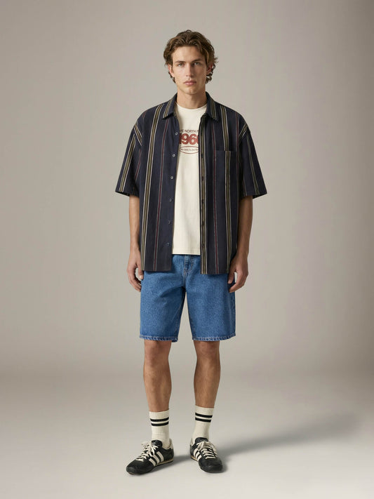 LEVI'S - Dawson Pique Shortsleeve Button Up Shirt - Henderson Stripe Navy Blazer Duffel Bag