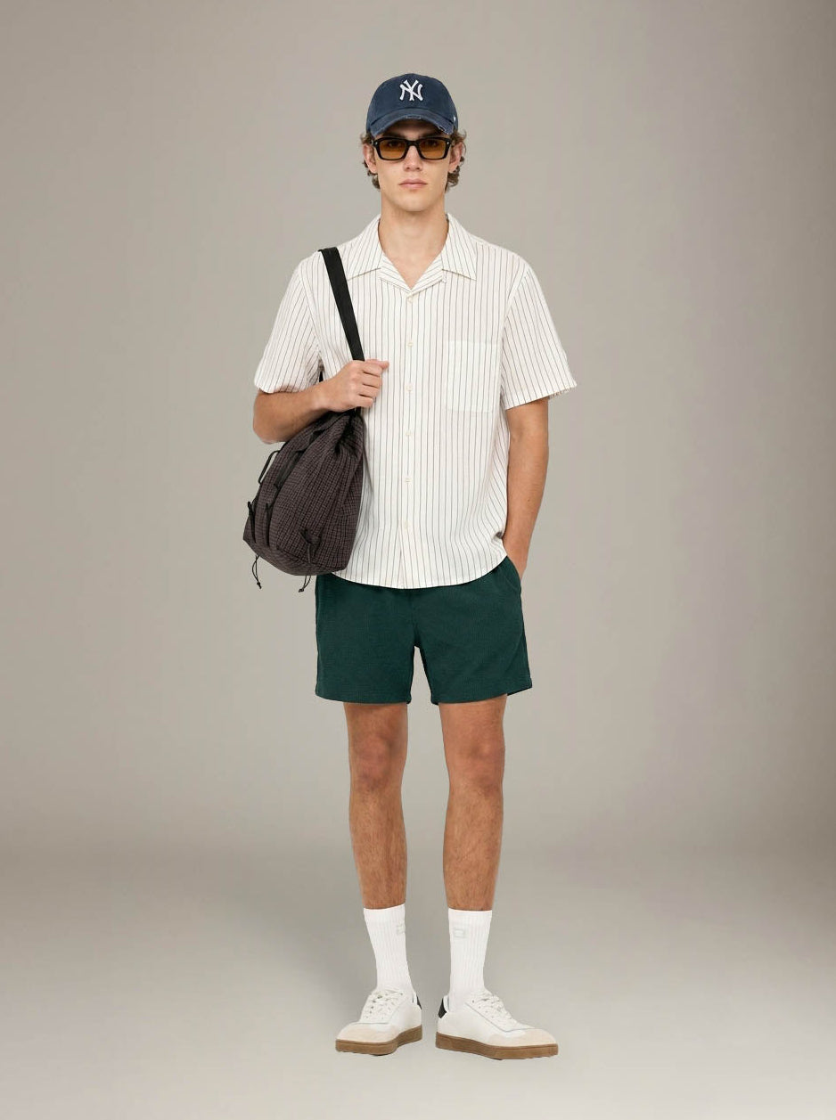 ONLY & SONS - Ted Seersucker Swim Shorts - Darkest Spruce