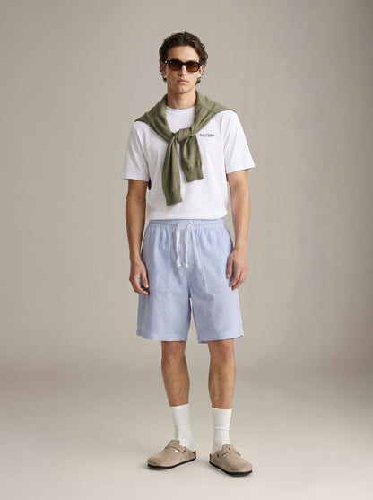 SERVICE WORKS - Seersucker Chef Shorts - Navy Stripe