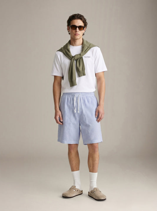 SERVICE WORKS - Seersucker Chef Shorts - Navy Stripe