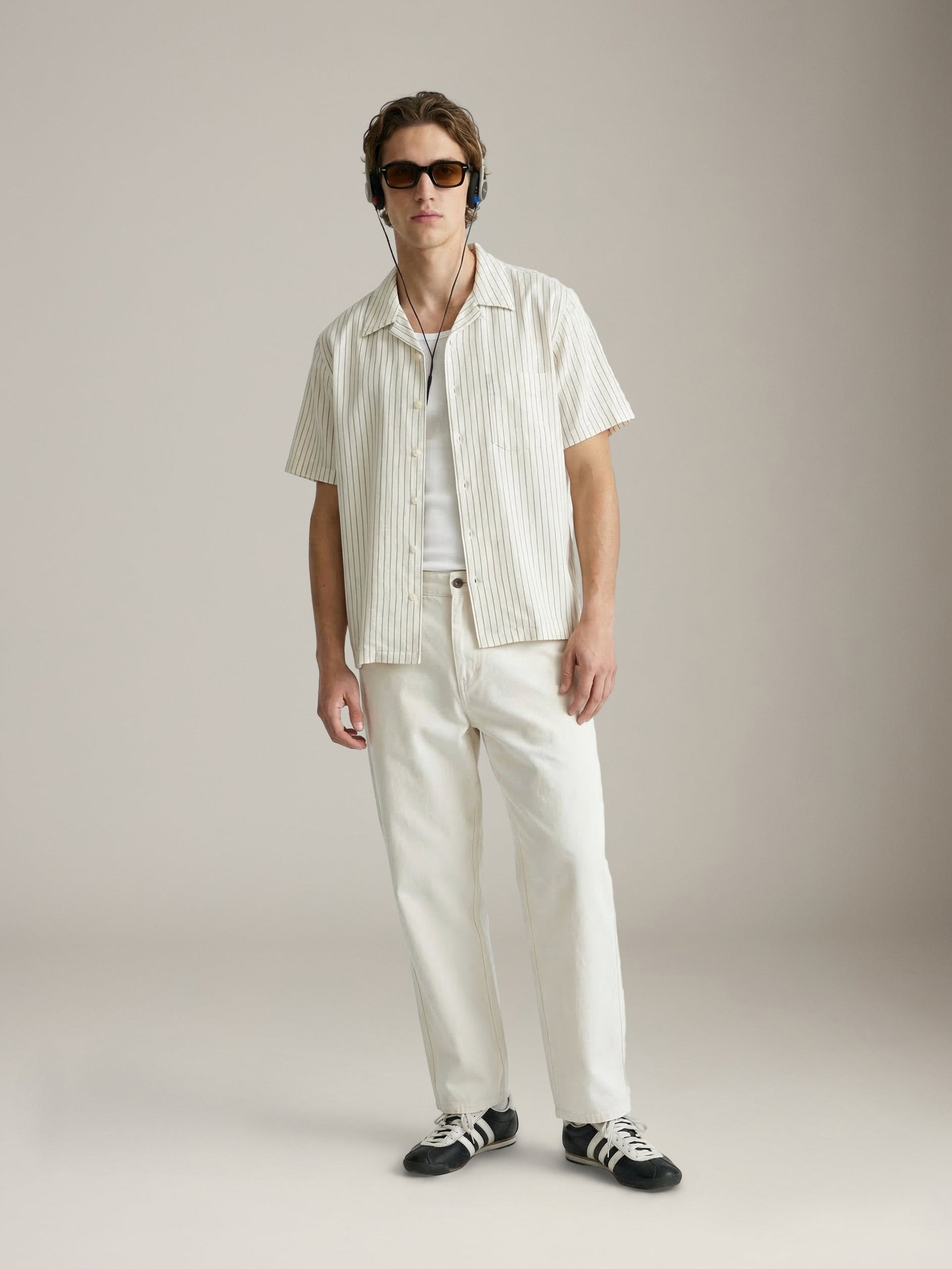 ATRIUM - Textured Pinstripe Camp Shirt - 