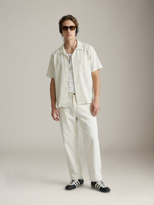 Textured Pinstripe Camp Shirt