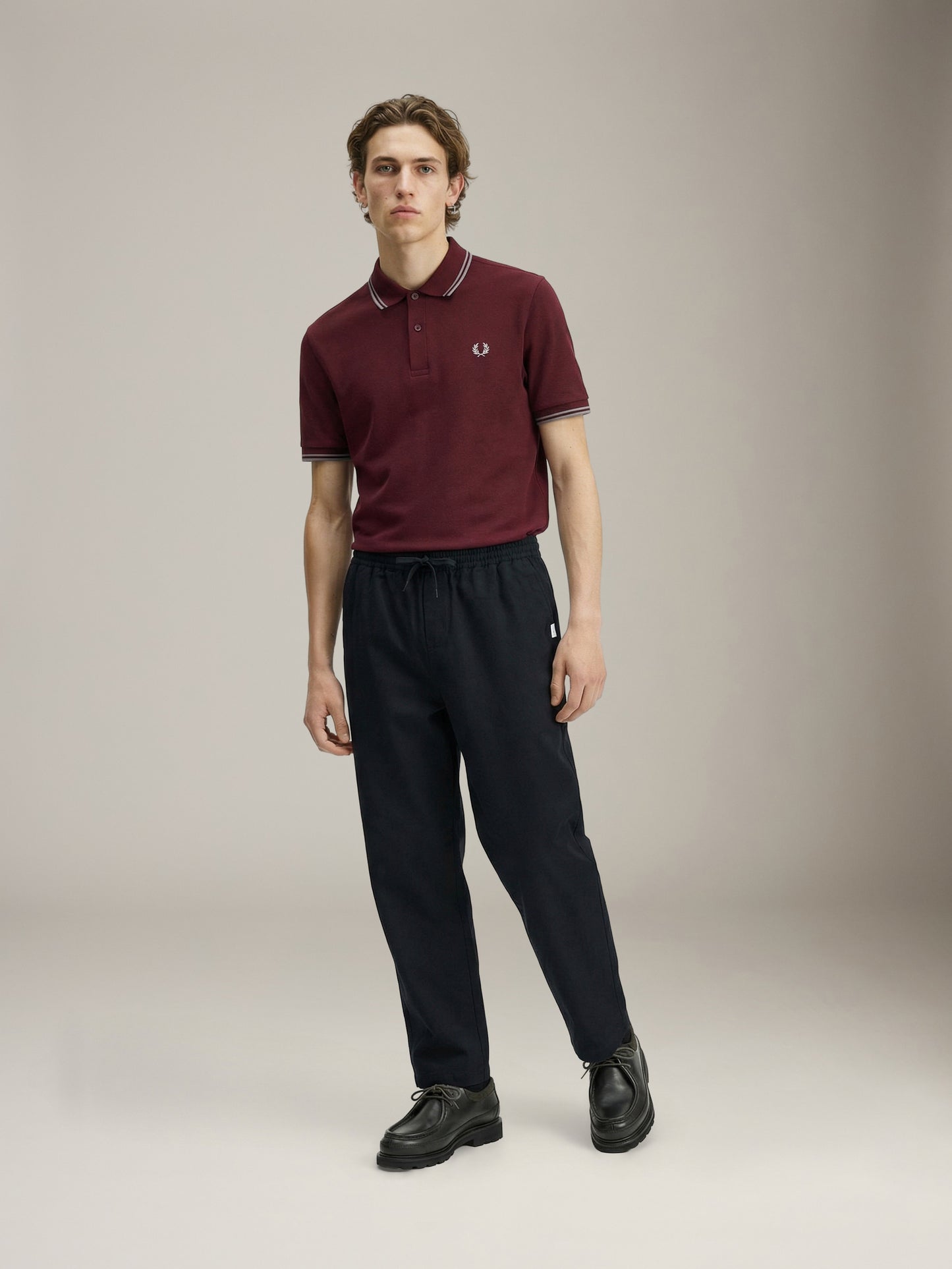 FRED PERRY - Twin Tipped Shirt - Oxblood / Stockport Blue