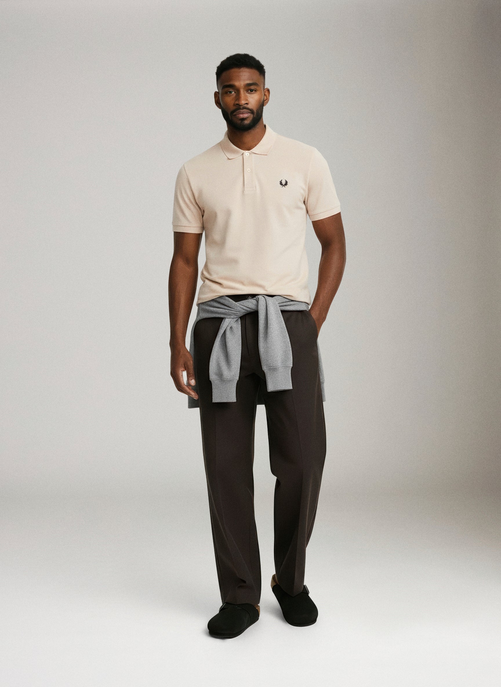 FRED PERRY - The Fred Perry Shirt - Silky Peach / Dark Airforce