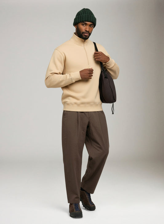 ATRIUM - Midweight Fleece Half-Zip Pullover - Oatmilk