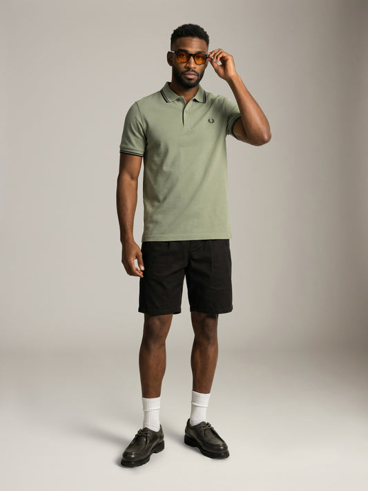 FRED PERRY - Twin Tipped Shirt - Seagrass / Black