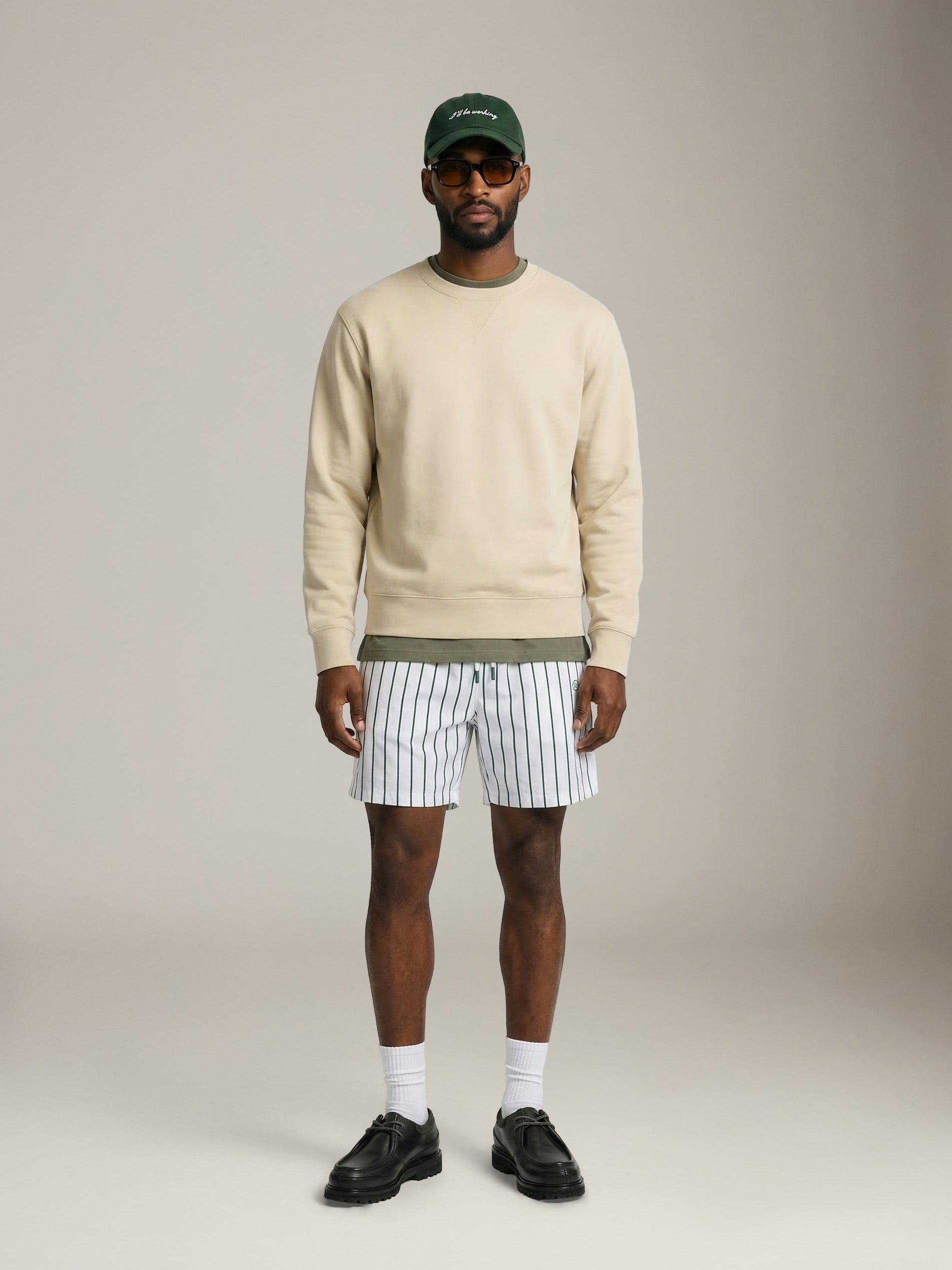 CHAMPLAIN - Day Shorts - White / Green Striped