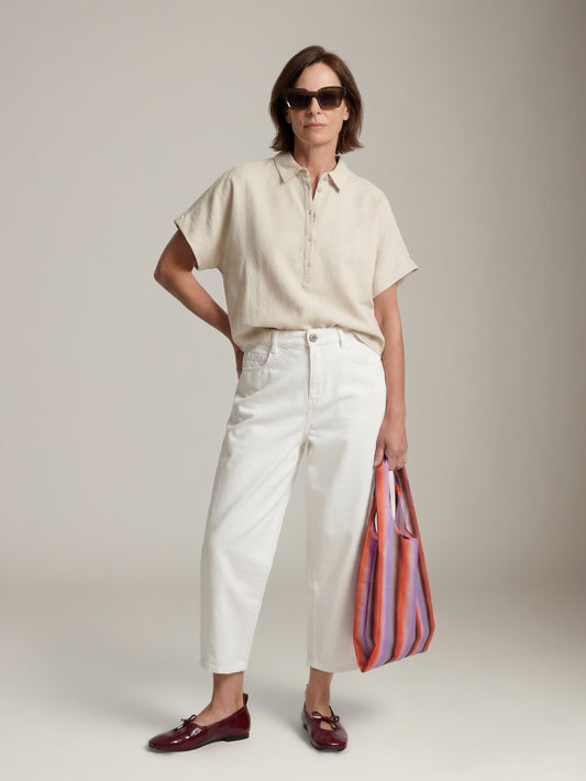 MONK & LOU - Camile Polo Top - Chalk White