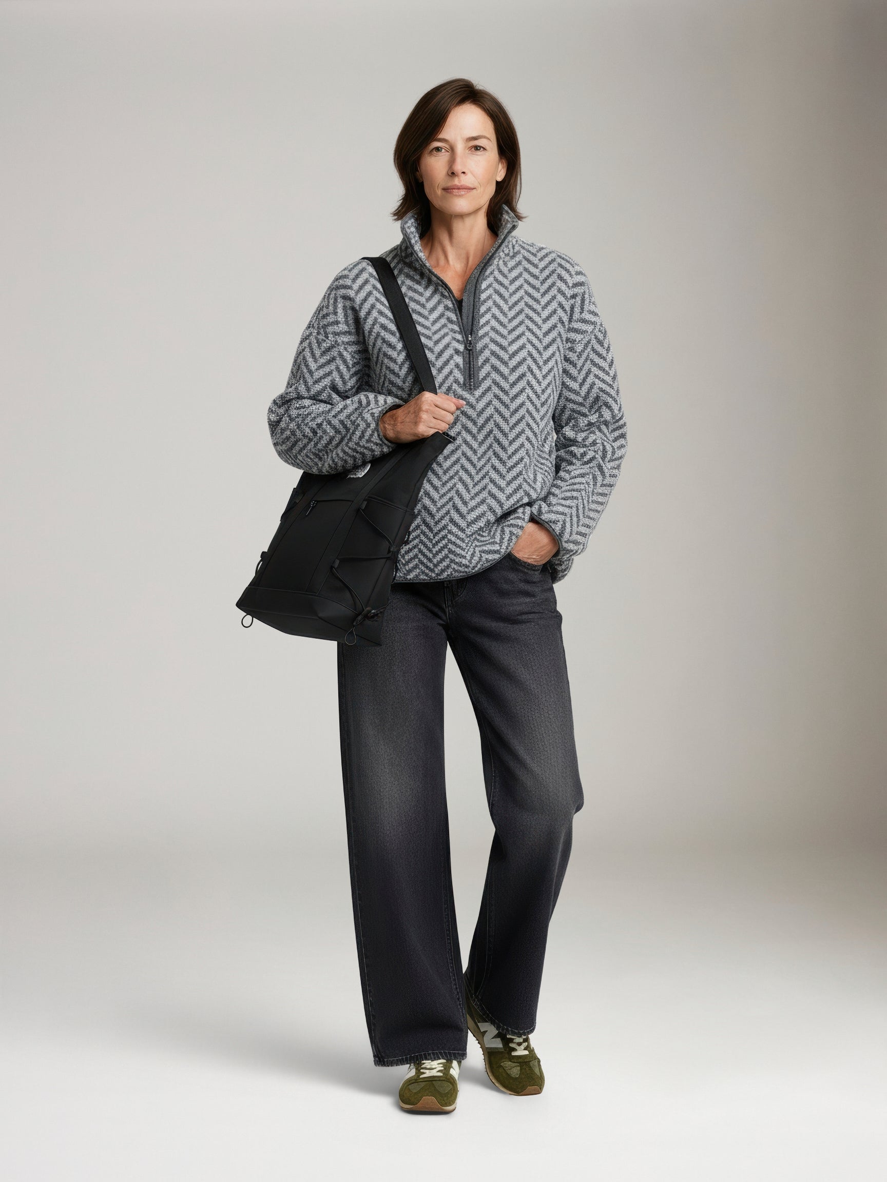 JOHN & JENN - Dominic Herringbone Quarter Zip Pullover - 