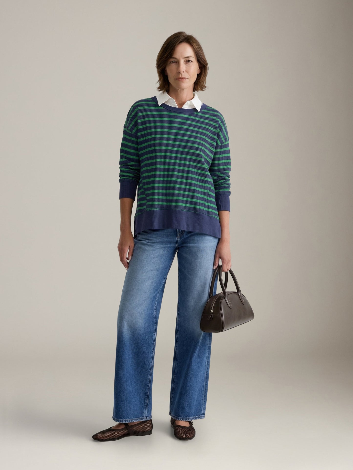 LOVEFINN - Longsleeve Stripe Thermal - Navy / Green
