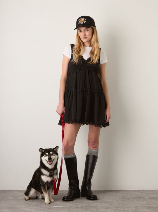 LOVEFINN - V-Dress with Lace Trim - 