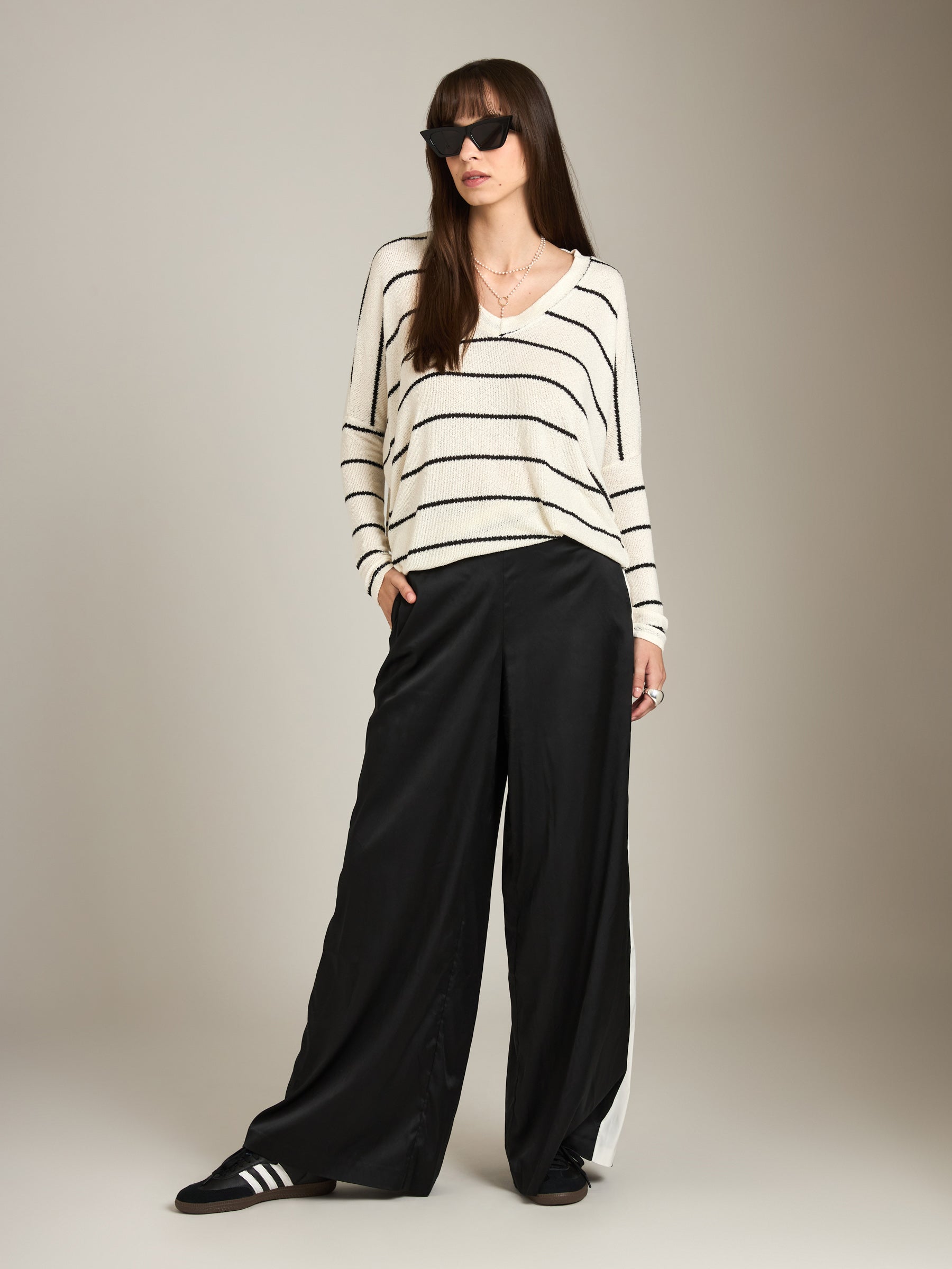 LOVEFINN - Stripe Boxy Long Sleeve Top - 