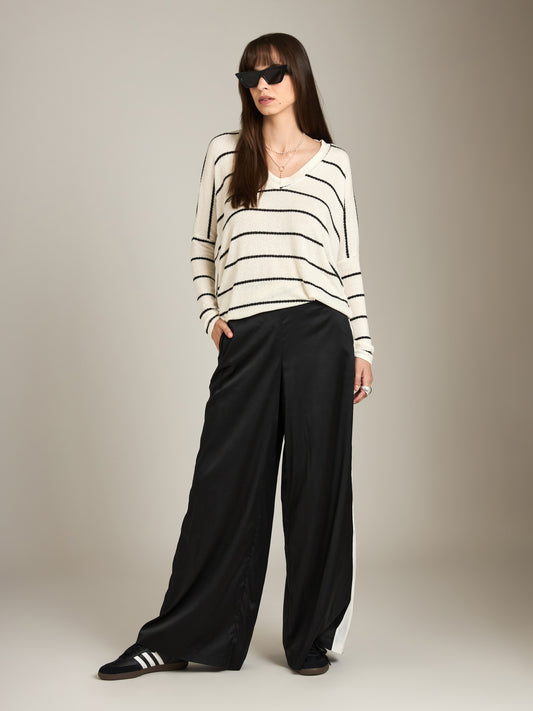 LOVEFINN - Stripe Boxy Long Sleeve Top - 