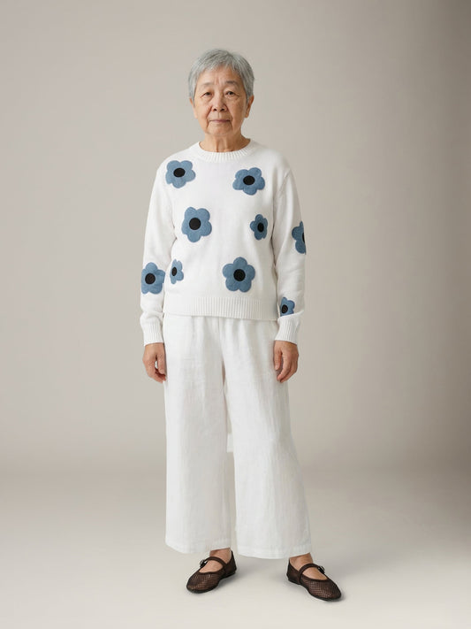 JOHN & JENN - Casper Denim Flower Sweater - 