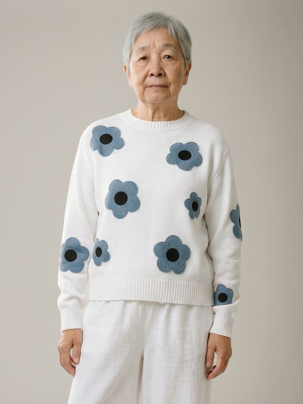JOHN & JENN - Casper Denim Flower Sweater - 