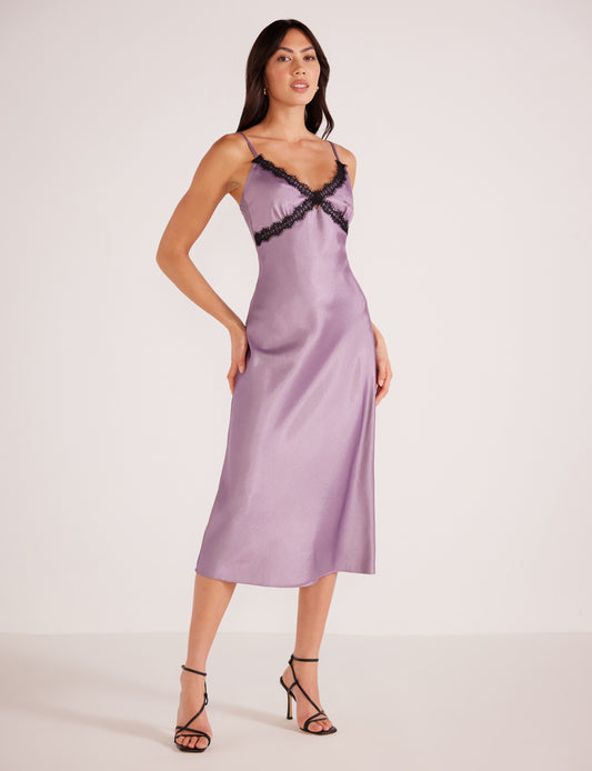 Dresses - Minkpink - Lillian Lace Trim Midi Dress - PLENTY