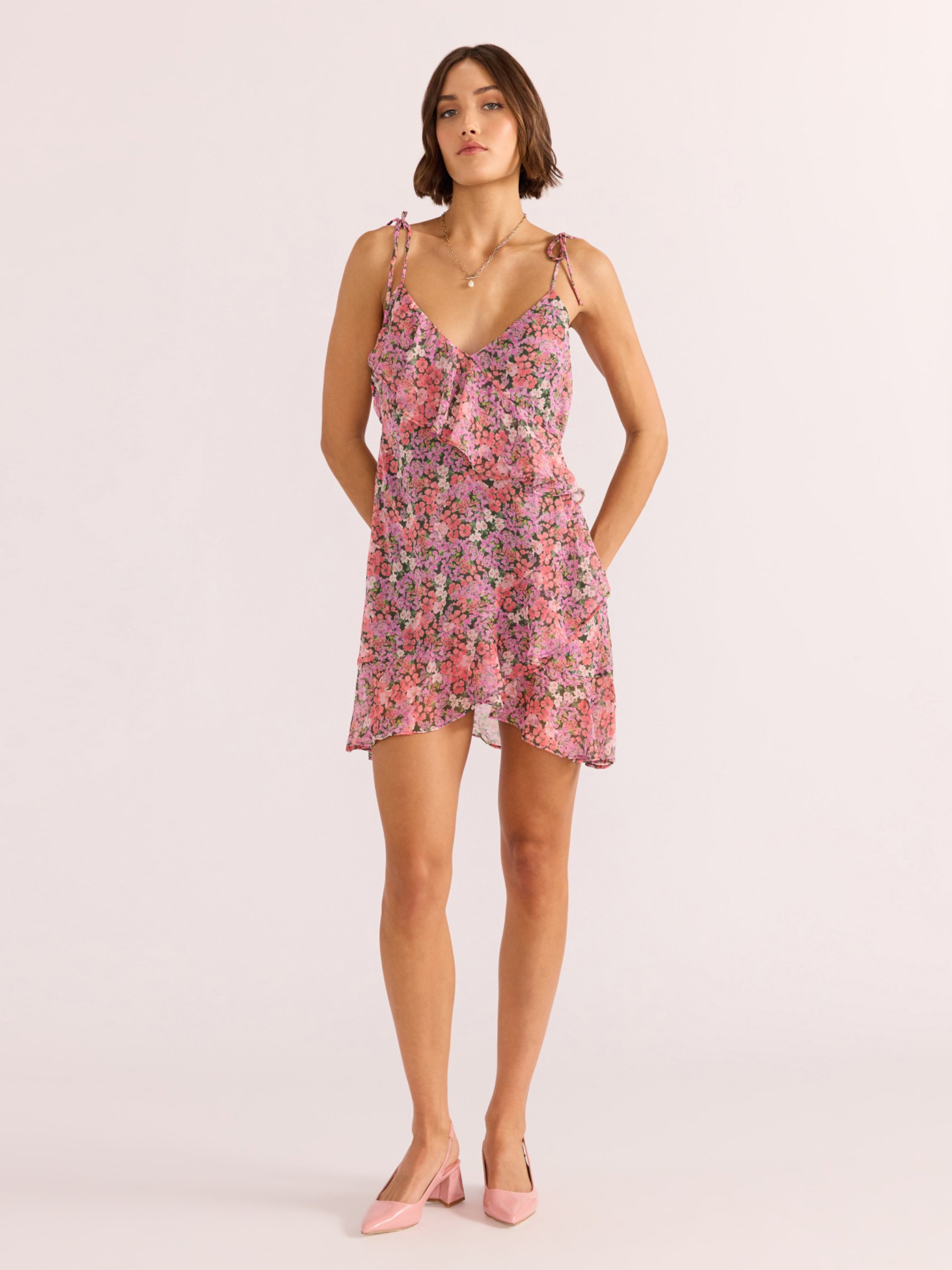 MINKPINK-Amelia Ruffle Mini Dress-Ditsy Floral