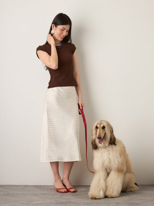 MONK & LOU - Cola Satin Skirt - Cream Dot