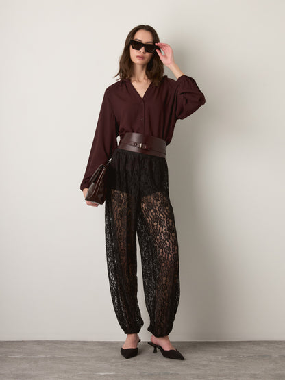 MONK & LOU - Edith Blouse - Mocha Berry