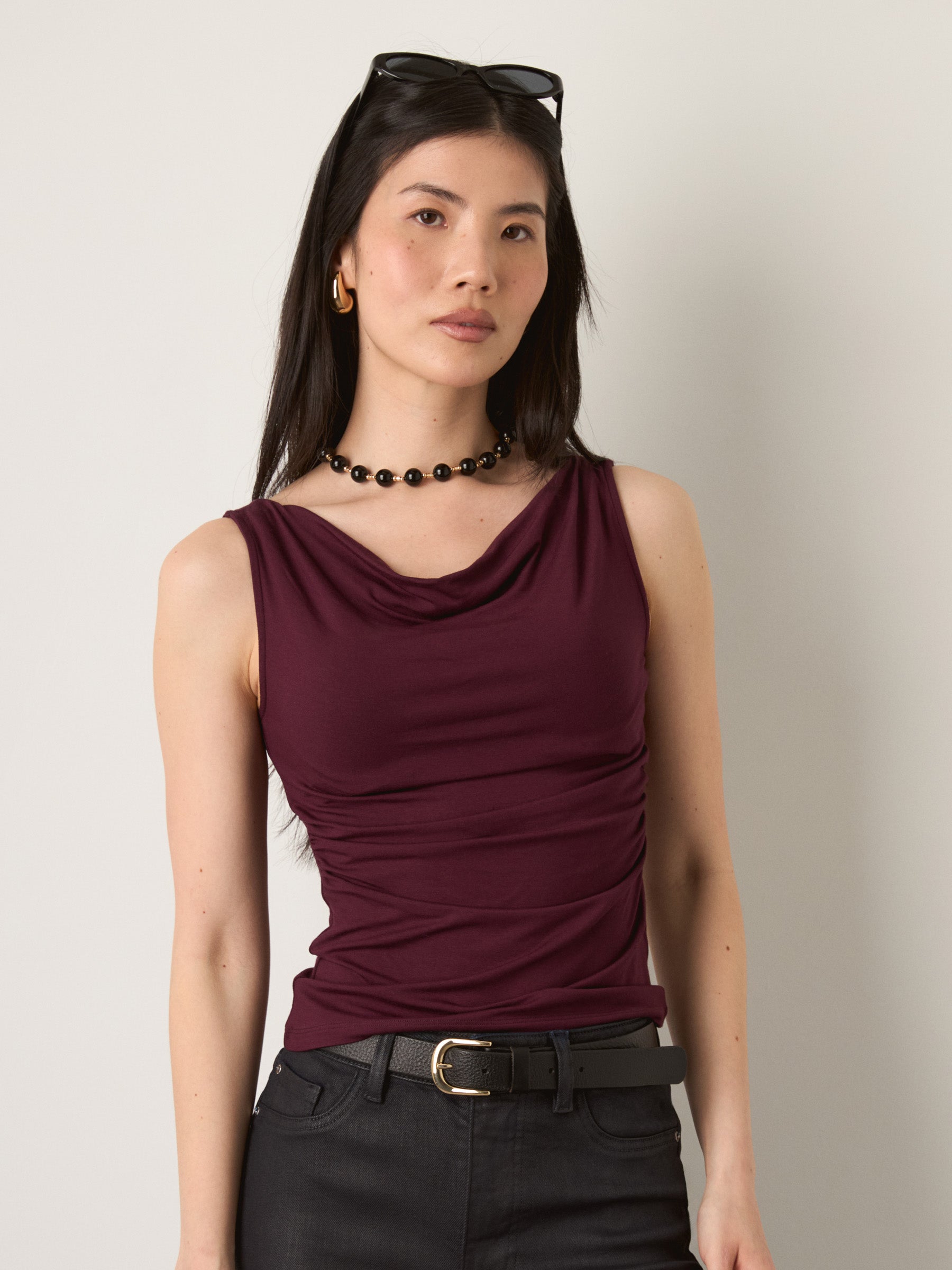 MONK & LOU - Hazel Cowl Neck Shell - 