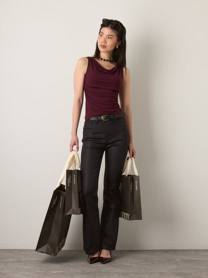 MONK & LOU - Hazel Cowl Neck Shell - Acai Berry