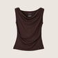 MONK & LOU - Hazel Cowl Neck Shell - Coffee Bean