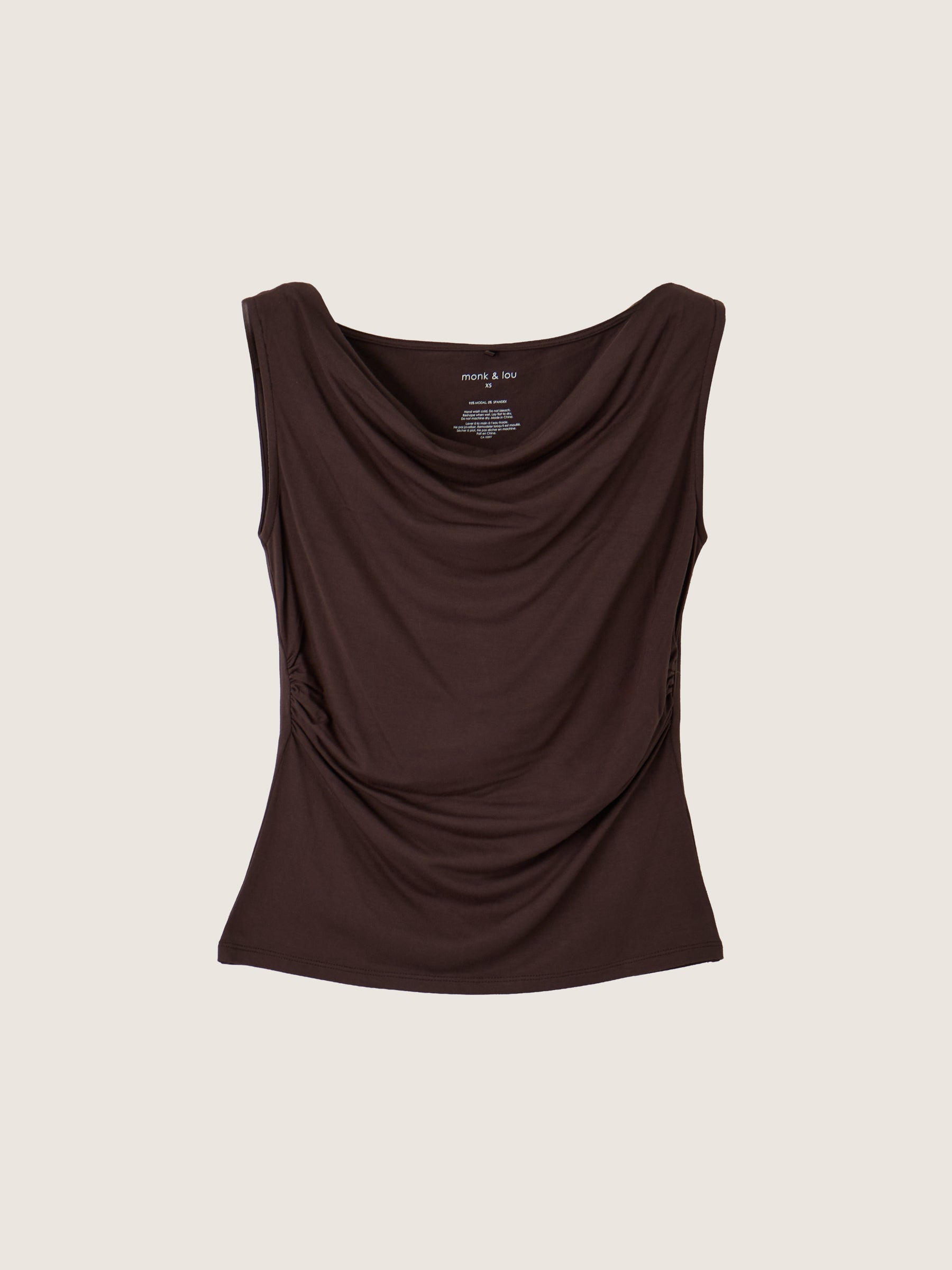 MONK & LOU - Hazel Cowl Neck Shell - Coffee Bean
