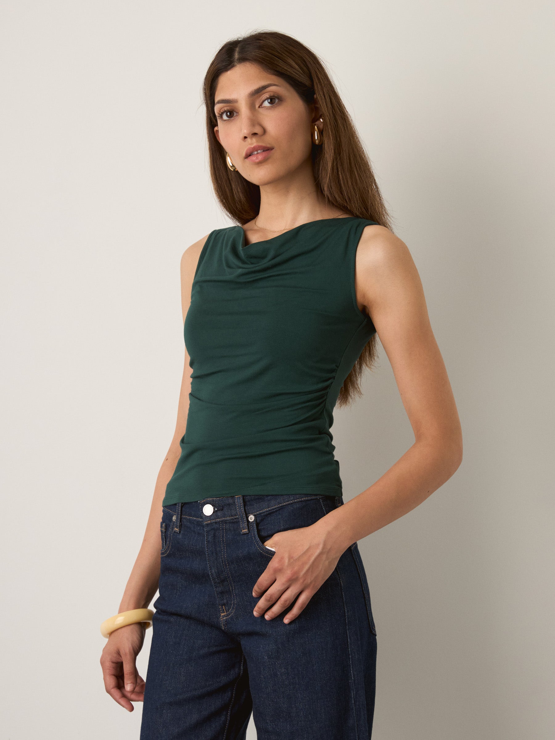 MONK & LOU - Hazel Cowl Neck Shell - 