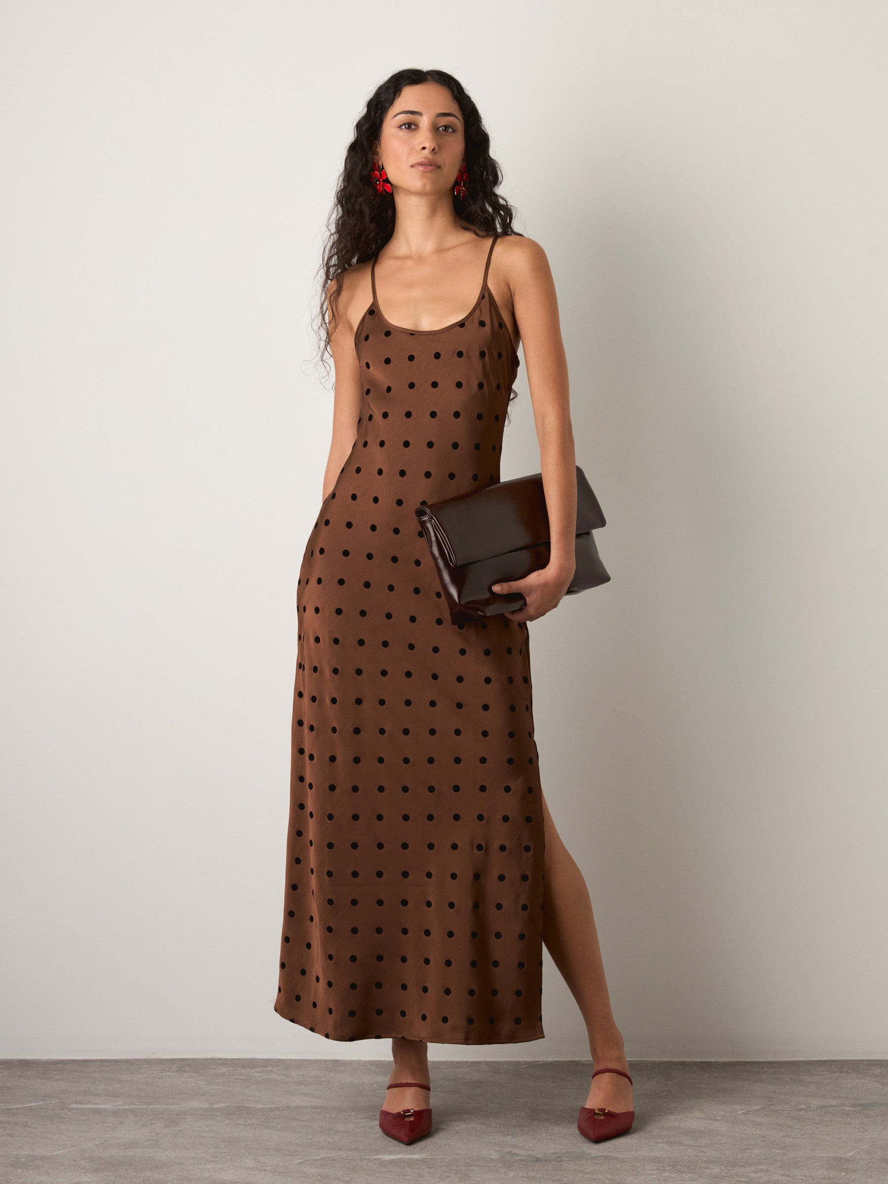 MONK & LOU - Tata Slip Dress - Brown Dot