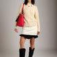MONK & LOU - Ada Funnel Neck Cable Pullover Sweater - Ivory Straw