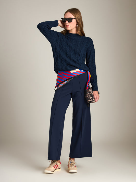 Ada Funnel Neck Cable Pullover Sweater