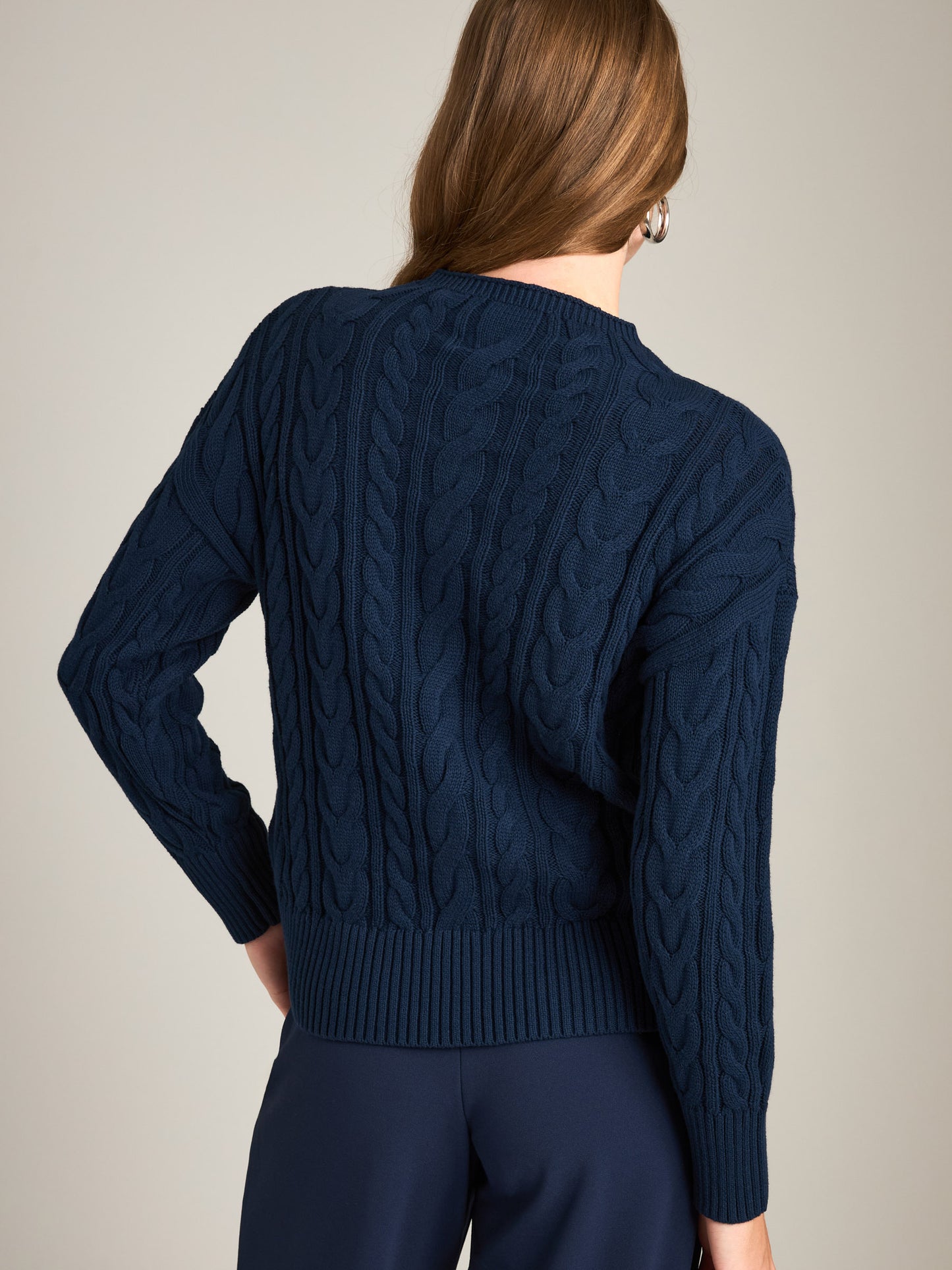 MONK & LOU - Ada Funnel Neck Cable Pullover Sweater - 