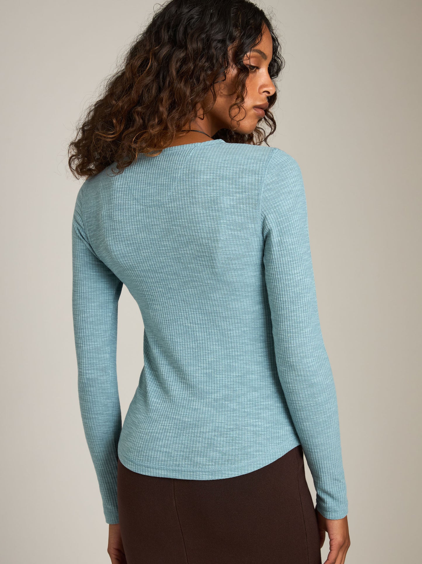 MONK & LOU - Bryony Wide Rib Long Sleeve Top - 
