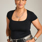 MONK & LOU - Seamless Carina Square Neck Baby Tee - 