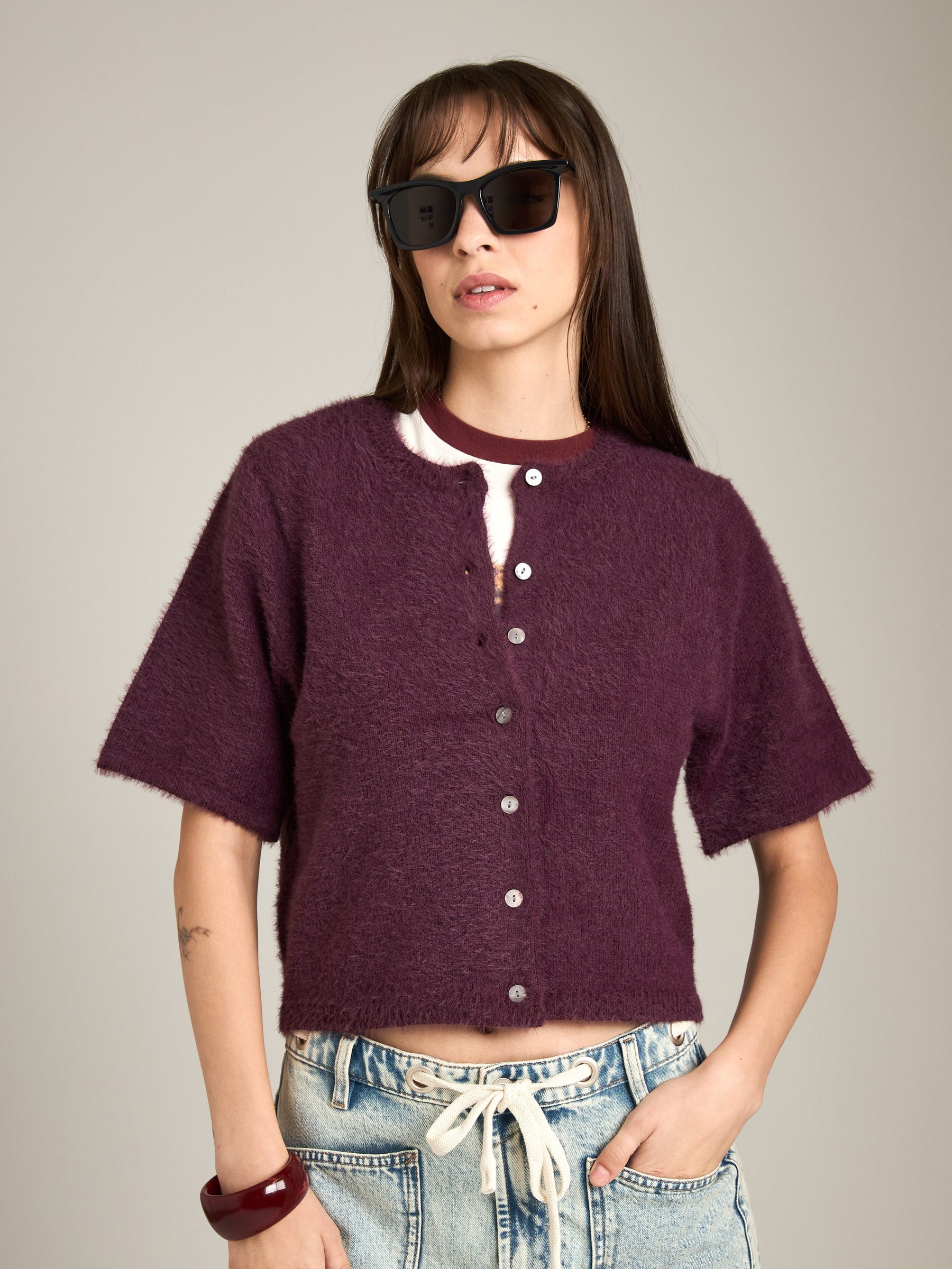 MONK & LOU - Kitty Short Sleeve Cardigan - 