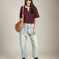 MONK & LOU - Kitty Short Sleeve Cardigan - Dark Cherry