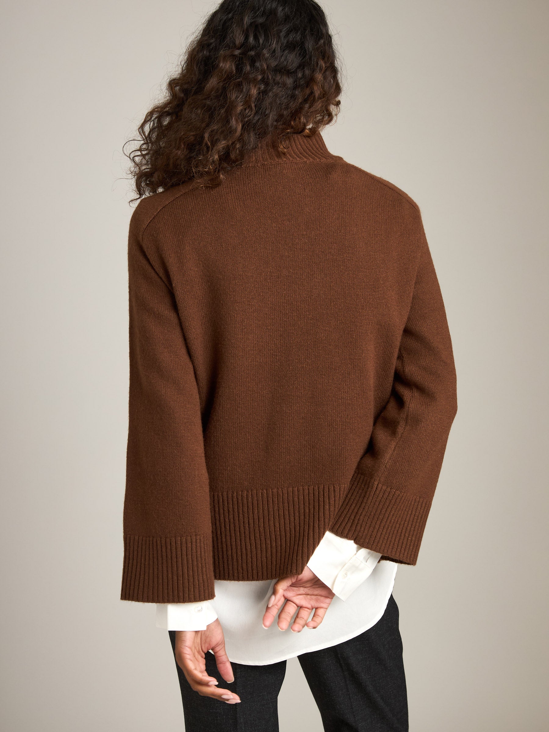 MONK & LOU - Lana Cashmere Blend Turtleneck Pullover Sweater - 