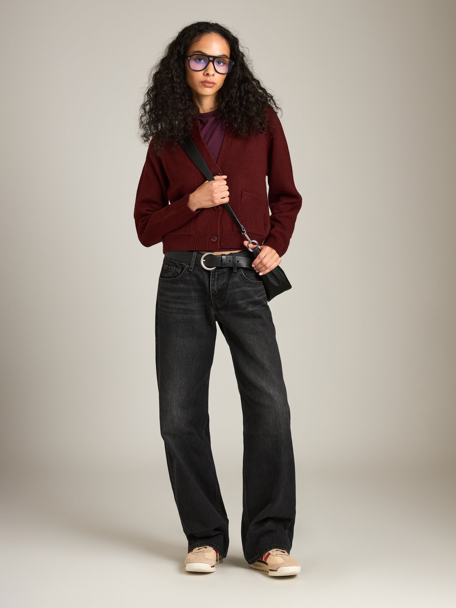 MONK & LOU - Leena Cropped Cardigan - Dark Cherry