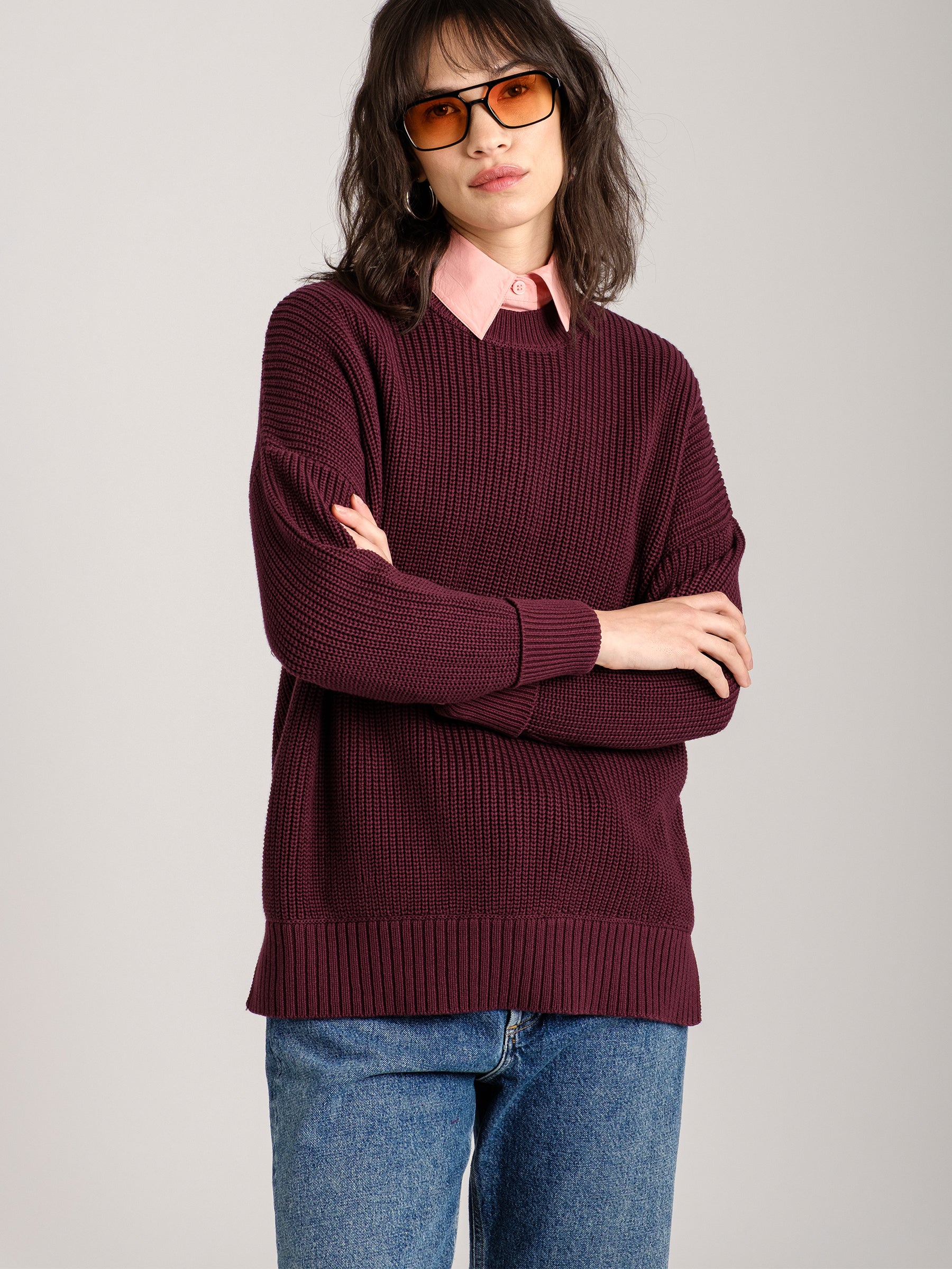 MONK & LOU - Lora Oversized Pullover Tunic Sweater - 