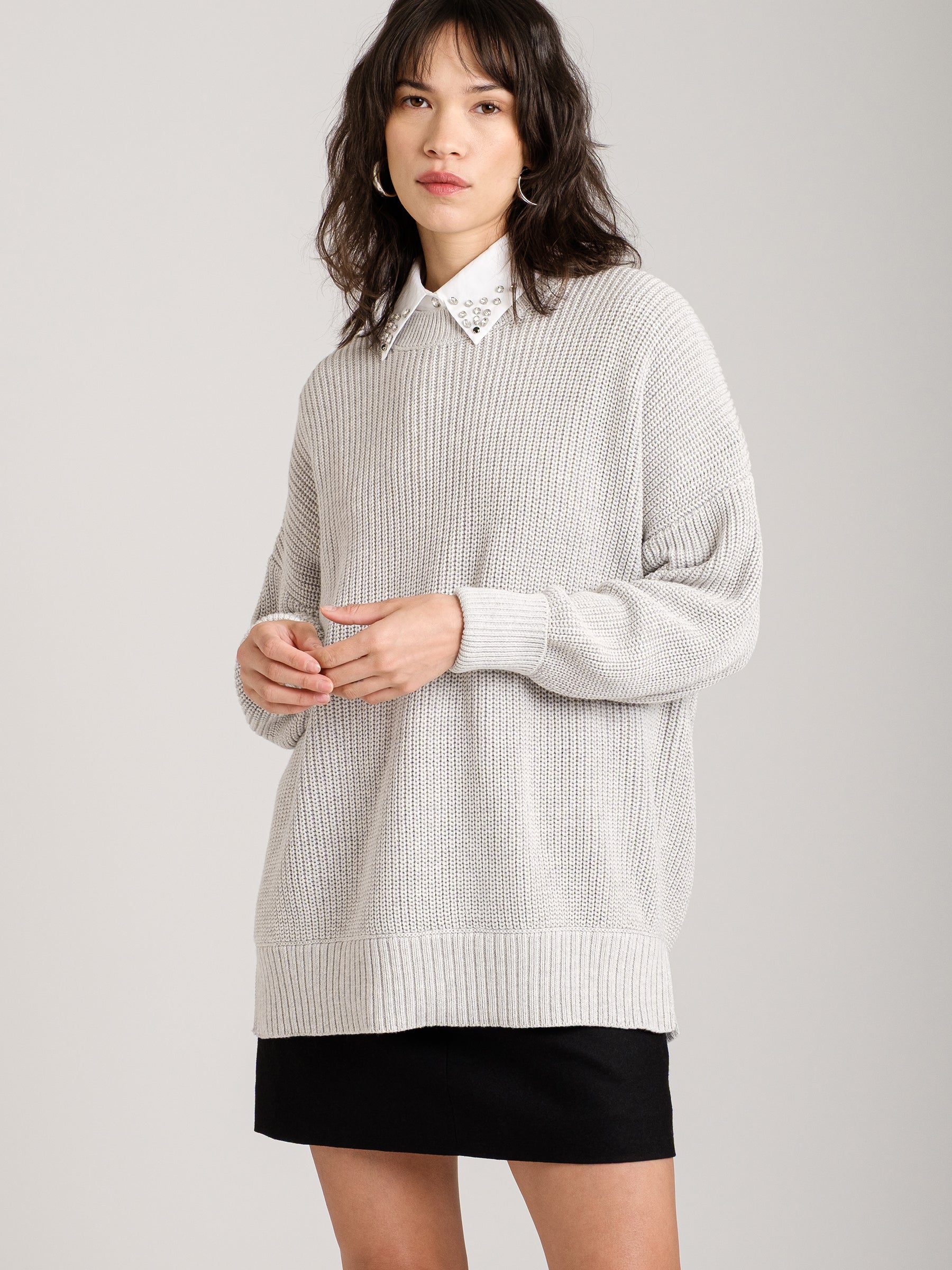MONK & LOU - Lora Oversized Pullover Tunic Sweater - 