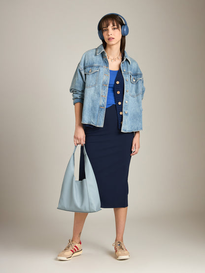 MONK & LOU - Meera Pencil Skirt - Navy Blue