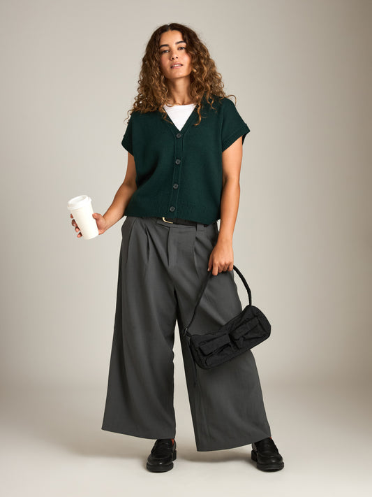 MONK & LOU - Meg Cardigan Vest - Dark Green