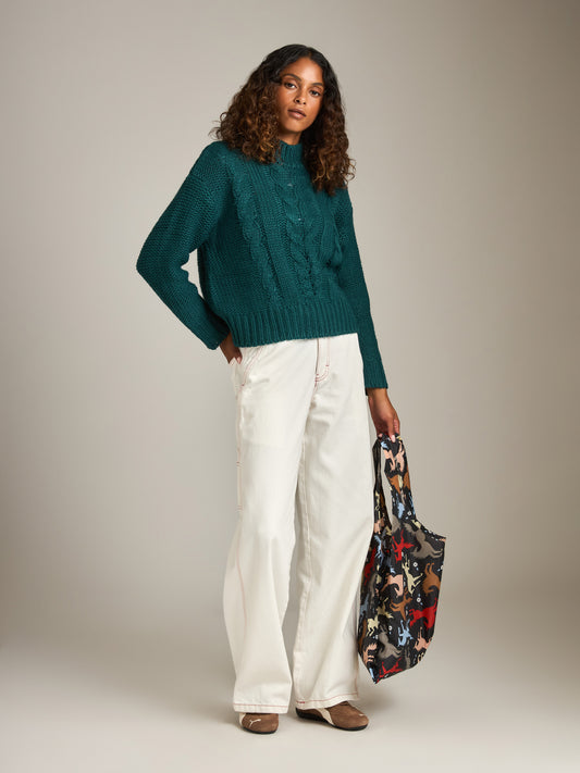 Mily Cable Knit Cropped Pullover Sweater