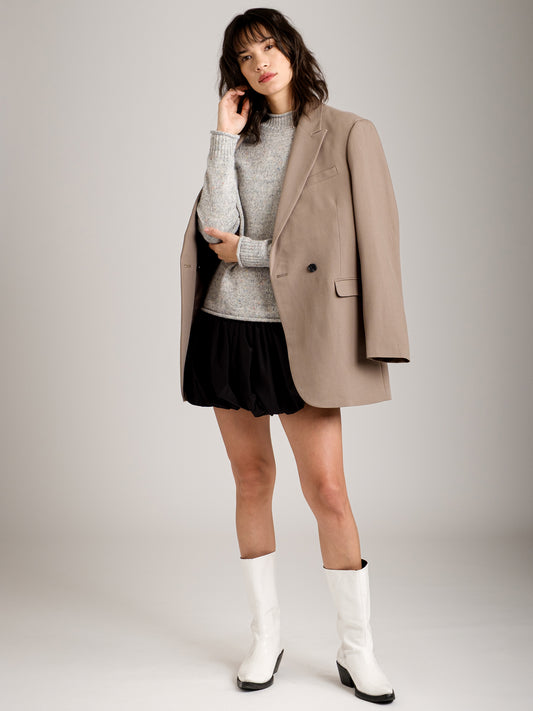 MONK & LOU - Speckled Mina Roll Neck Pullover Sweater - Melange Grey