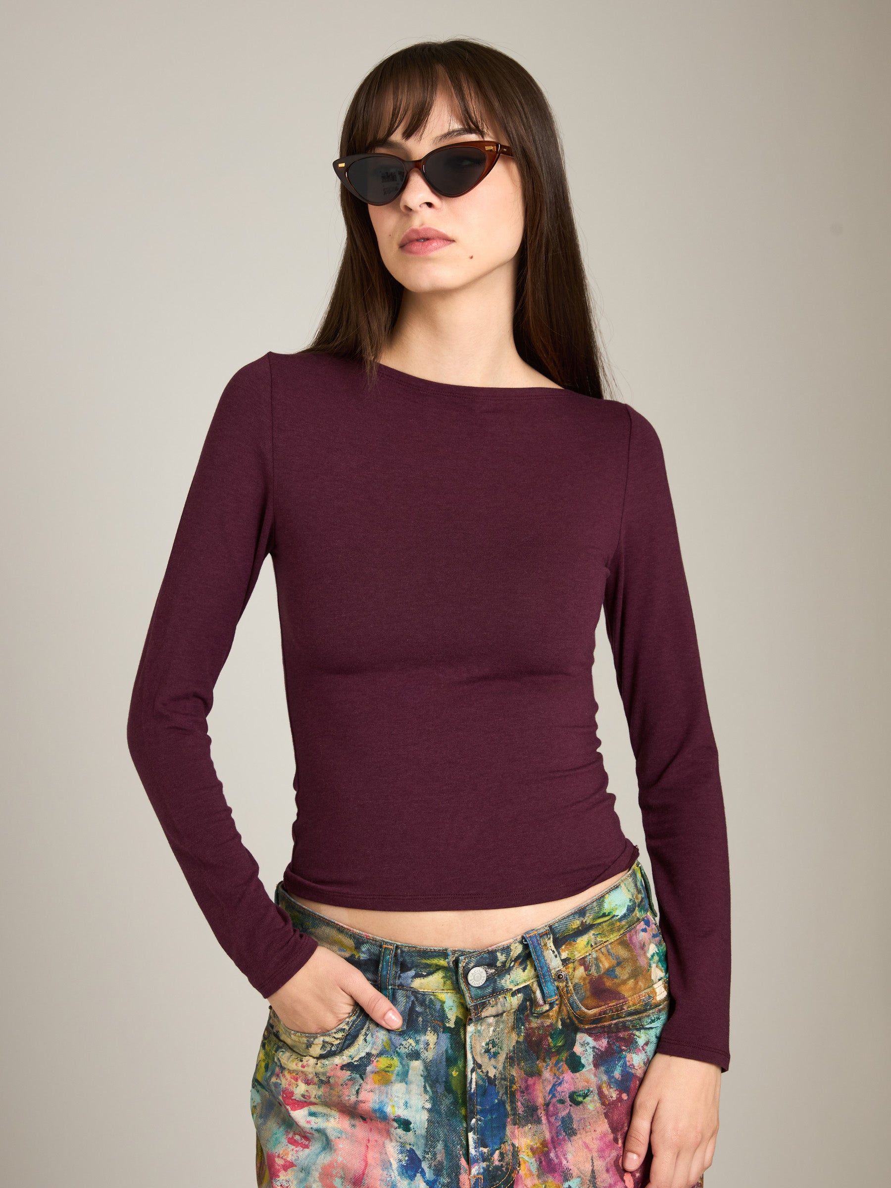 MONK & LOU - Nessa Boatneck Long Sleeve Top - 