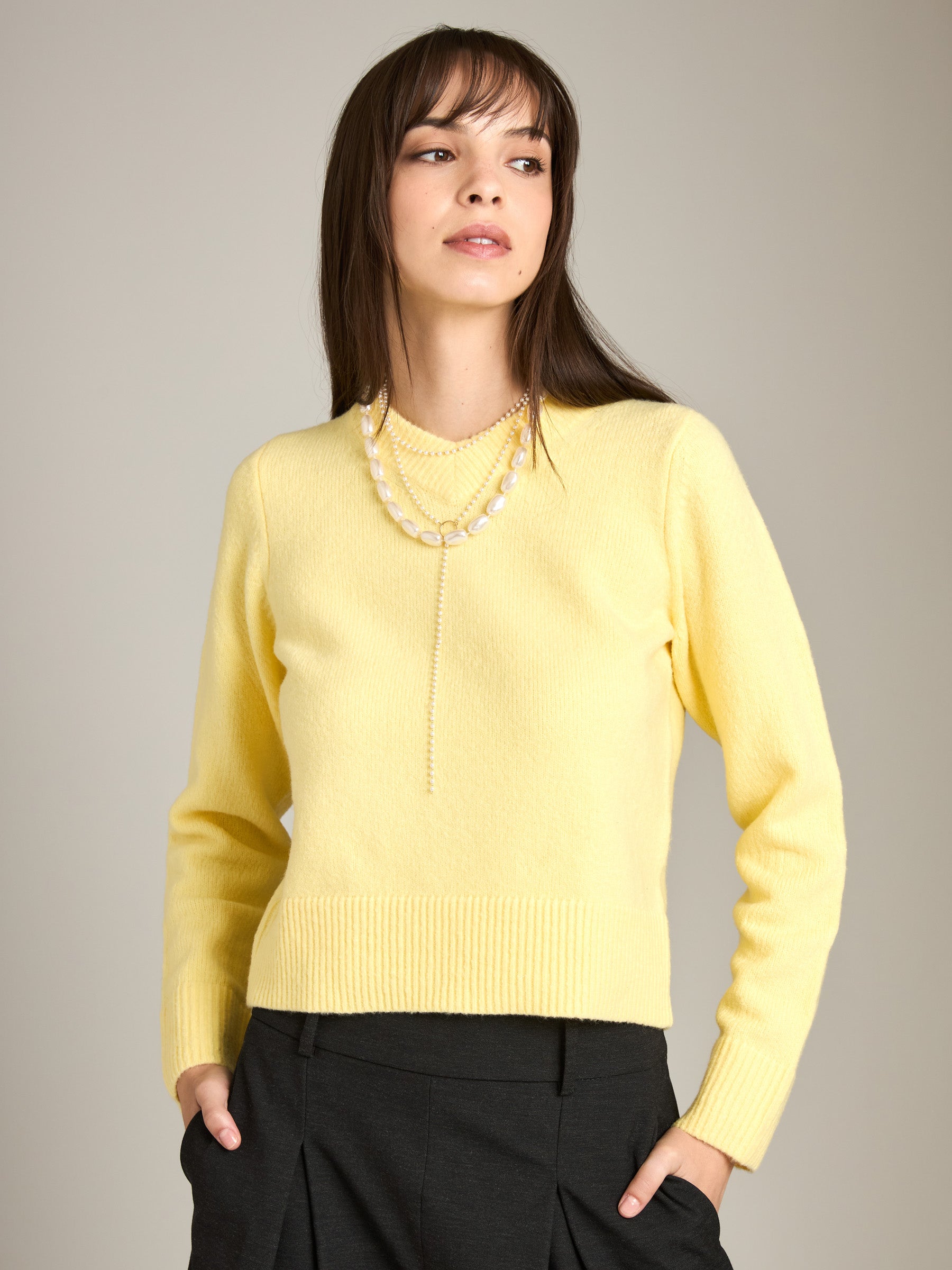 MONK & LOU - Roni Boucle V-neck Pullover Sweater - 